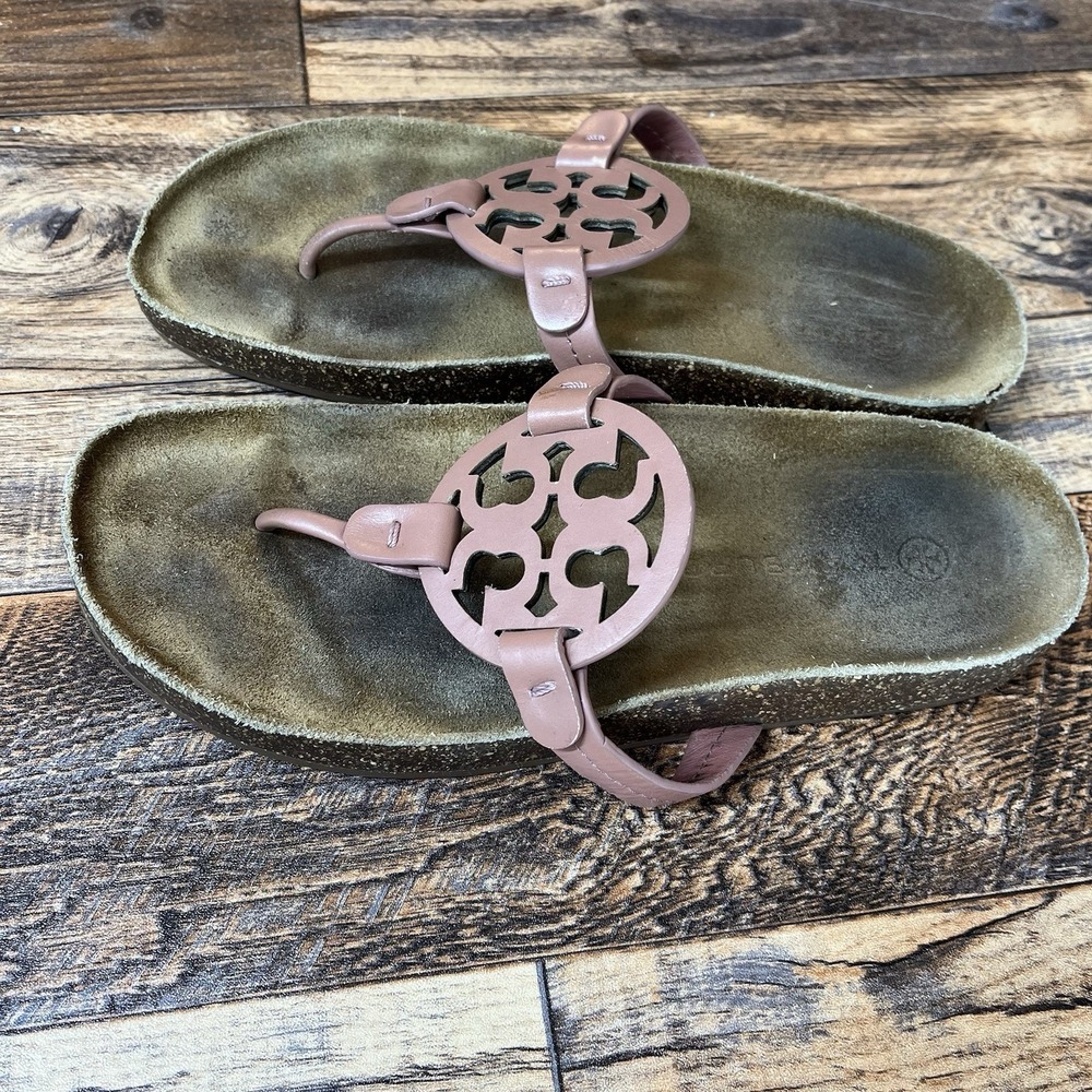 Tory Burch Miller Cloud Sandals Women Size 7.5 US Pink Leather Flip Flop - Picture 2 of 6